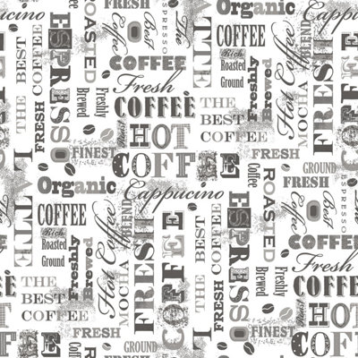 Galerie Kitchen Recipes Silver Grey Coffee Words Smooth Wallpaper