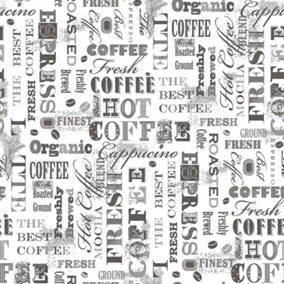 Galerie Kitchen Recipes Silver Grey Coffee Words Smooth Wallpaper