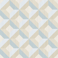 Galerie Kitchen Style 3 Blue Beige 3D Geo Wood Smooth Wallpaper