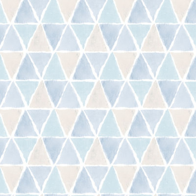 Galerie Kitchen Style 3 Blue White Beige Geo Triangles Smooth Wallpaper