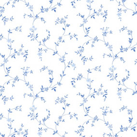 Galerie Kitchen Style 3 Blue White Dainty Floral Trail Smooth Wallpaper