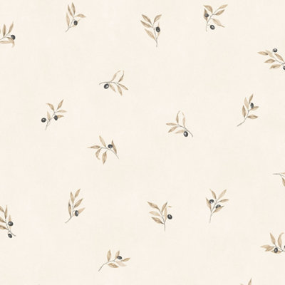 Galerie Kitchen Style 3 Cream Beige Black Olive Toss Smooth A4 Wallpaper Sample