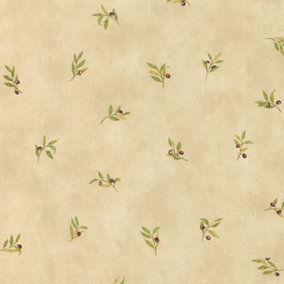 Galerie Kitchen Style 3 Cream Green Maroon Olive Toss Smooth Wallpaper