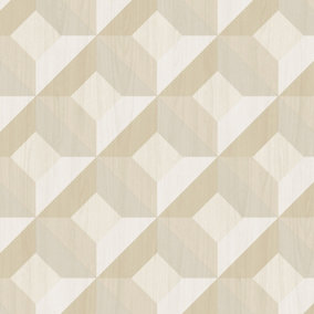 Galerie Kitchen Style 3 Cream Grey Beige 3D Geo Wood Smooth Wallpaper