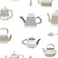 Galerie Kitchen Style 3 Grey Beige Teapot Motif Smooth Wallpaper