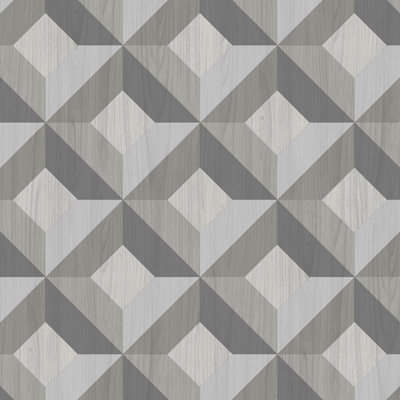 Galerie Kitchen Style 3 Monochrome Black White Grey 3D Geo Wood Smooth A4 Wallpaper Sample