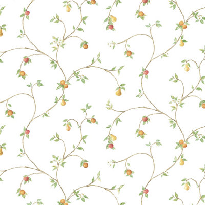 Galerie Kitchen Style 3 Orange Red Green White Fruity Trail Smooth Wallpaper