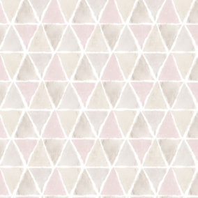 Galerie Kitchen Style 3 Pink Grey Beige Geo Triangles Smooth Wallpaper