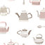 Galerie Kitchen Style 3 Pink Grey Beige Teapot Motif Smooth Wallpaper
