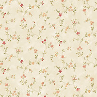 Galerie Kitchen Style 3 Red Green Yellow Cream Dainty Floral Trail Smooth Wallpaper