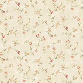 Galerie Kitchen Style 3 Red Green Yellow Cream Dainty Floral Trail Smooth Wallpaper