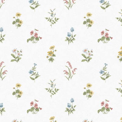 Galerie Kitchen Style 3 Yellow Blue Red Green White Floral Prints Smooth Wallpaper