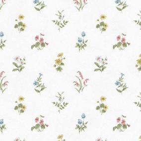 Galerie Kitchen Style 3 Yellow Blue Red Green White Floral Prints Smooth Wallpaper