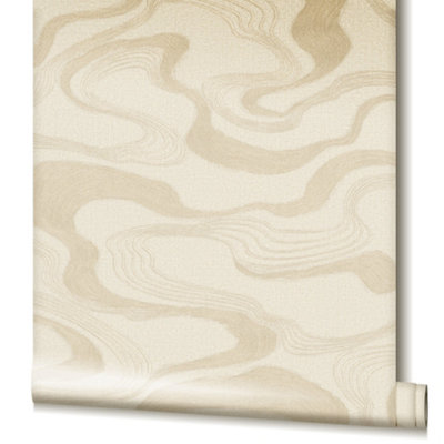 Galerie Kumano Beige Abstract Flow Design Wallpaper