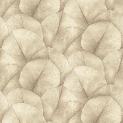 Galerie Kumano Beige Repeatable Palm Leaf 4-Panel Wallpaper Mural