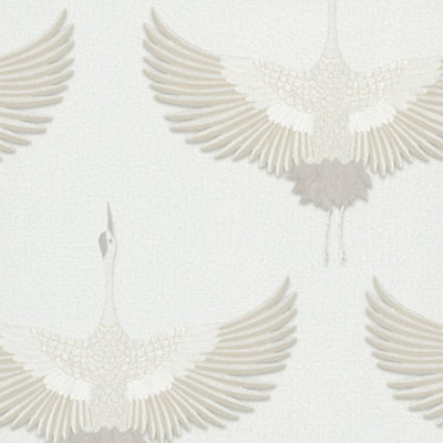 Galerie Kumano Beige Textured Stork Wallpaper