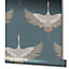 Galerie Kumano  Blue Textured Stork Wallpaper