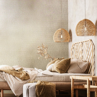 Fresh Look at Galerie Kumano Gold Pearlescent Textured Ruche Silk Wallpaper