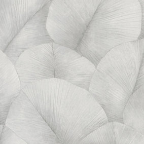 Galerie Kumano GreyTextured Palm Leaf  Wallpaper