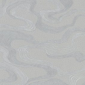 Galerie Kumano Silver Abstract Flow Design Wallpaper