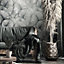 Galerie Kumano Silver Textured Palm Leaf  Wallpaper