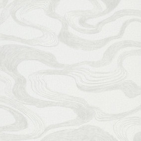 Galerie Kumano White Abstract Flow Design Wallpaper