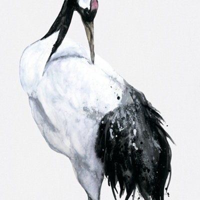 Galerie Kumano White/Black One Painted Crane 2-Panel Wallpaper Mural