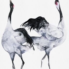Galerie Kumano White/Black Two Painted Crane 3-Panel Wallpaper Mural