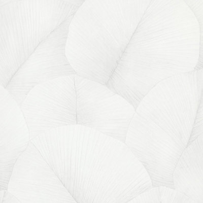 Galerie Kumano White Textured Palm Leaf  Wallpaper