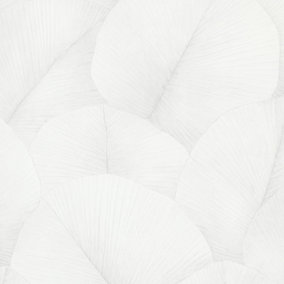 Galerie Kumano White Textured Palm Leaf  Wallpaper