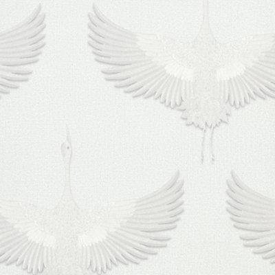 Galerie Kumano White Textured Stork Wallpaper