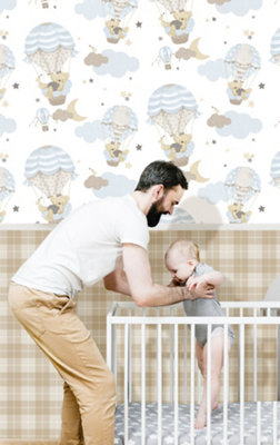 Galerie Little Explorers 2 Beige Twilled Tartan Wallpaper Roll