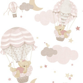 Galerie Little Explorers 2 Pink Hot Air Balloons Wallpaper Roll