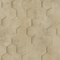 Galerie Loft 2  Brown Textured Hexagon Design Wallpaper Roll