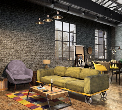 Photo inspiration: Fresh Look at Galerie Loft 2 Dark Grey Exposed Brick Design A4 Wallpaper