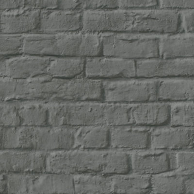 Galerie Loft 2 Dark Grey Exposed Brick Design Wallpaper Roll | DIY at B&Q