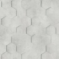 Galerie Loft 2 Greige Textured Hexagon Design Wallpaper Roll