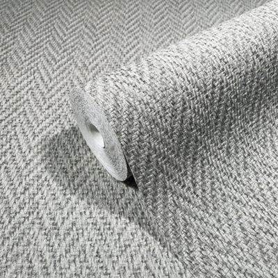 Galerie Loft Grey Chevron Sisal Weave Textured Wallpaper