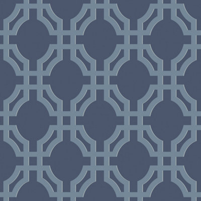 Galerie Luxe Blue Trellis Smooth Wallpaper