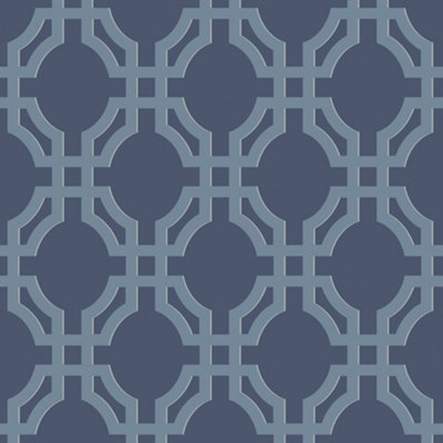 Galerie Luxe Blue Trellis Smooth Wallpaper