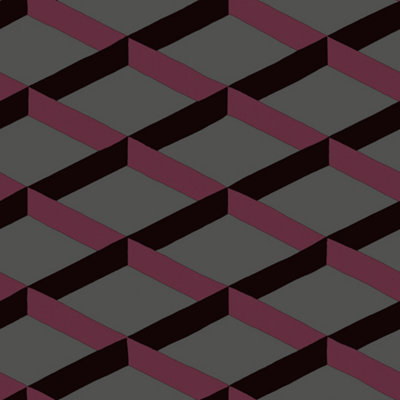 Galerie Luxe Burgundy Grey Shadow Trellis Smooth Wallpaper