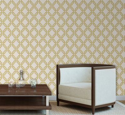 Galerie Luxe Gold Trellis Smooth Wallpaper