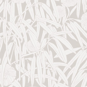 Galerie Luxe Greige Two Tone Leaf Smooth Wallpaper