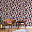 Galerie Luxe Pink Red Blooms & Birds Smooth Wallpaper