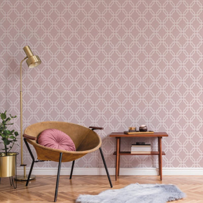 Galerie Luxe Pink Trellis Smooth Wallpaper