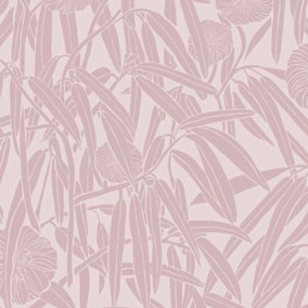 Galerie Luxe Pink Two Tone Leaf Smooth Wallpaper