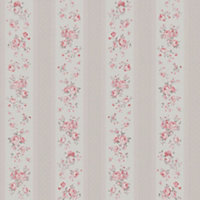 Galerie Maison Charme Beige Vintage Rose Stripe Motif Wallpaper Roll