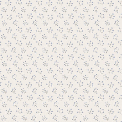 Galerie Maison Charme Grey Floral Forget Me Not Motif Wallpaper Roll