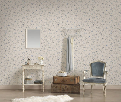 Galerie Maison Charme Grey Petit Floral Motif Wallpaper Roll