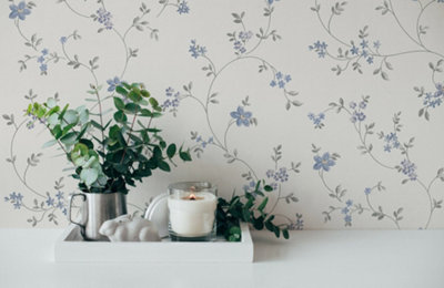 Galerie Maison Charme Grey Petit Floral Motif Wallpaper Roll